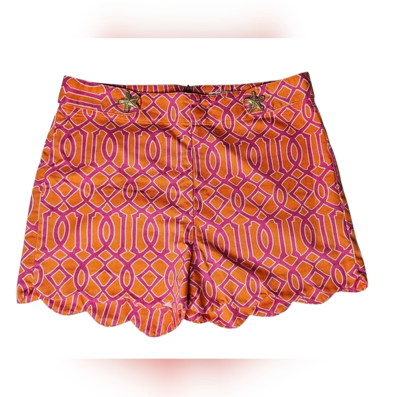 Mud Pie Pink/Orange High Waisted Charlotte Shorts - Size Med - Picture 2 of 6